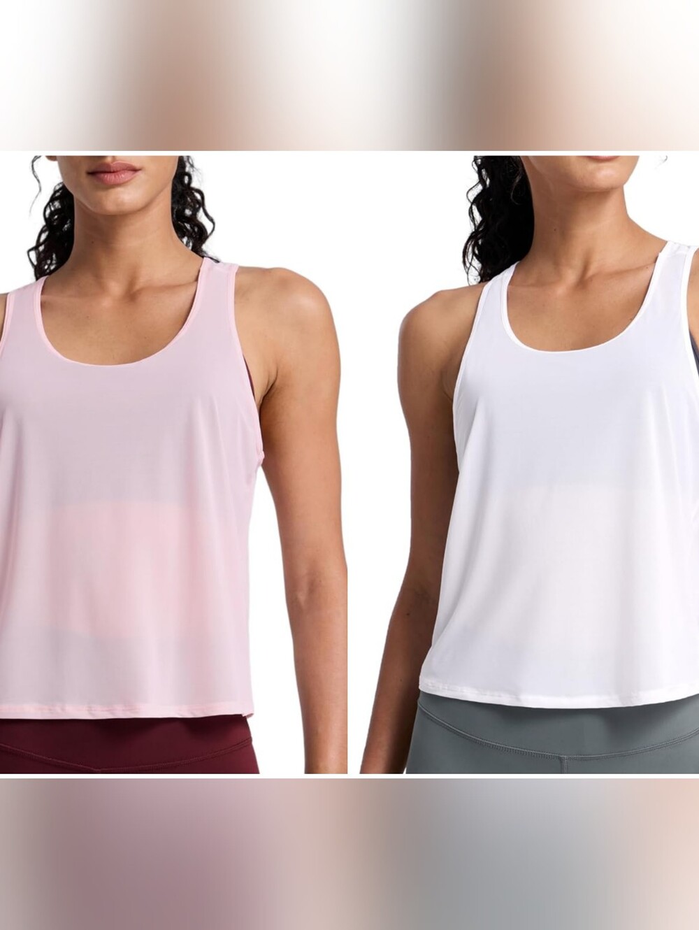 LIKE NEW CRZ YOGA Mesh Racerback Tank Top, Set Of 2x. White Pink, Size Medium
